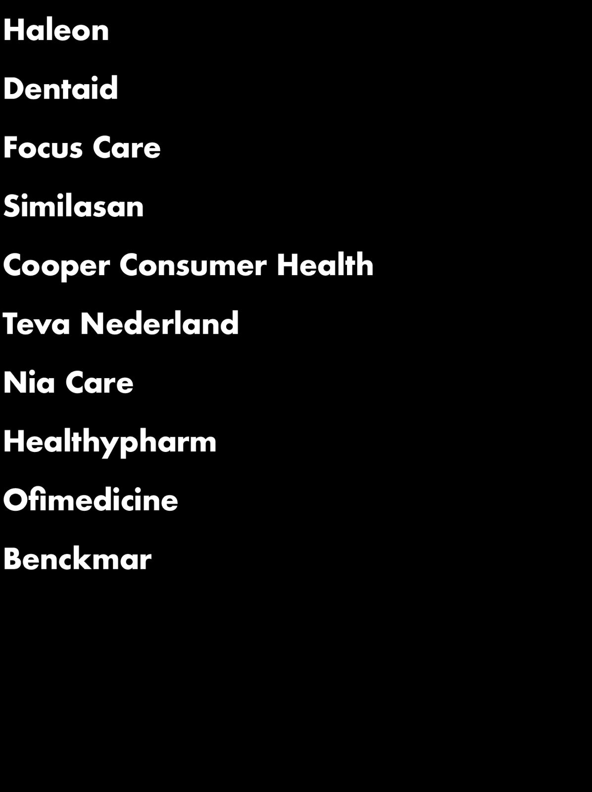 Haleon Onera Health Dentaid Focus Care Similasan Cooper Consumer Health Teva Nederland Nia Care Healthypharm Fiskars 